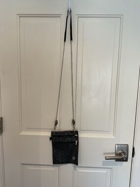 Black Printed Crossbody Bag with Chain Strap